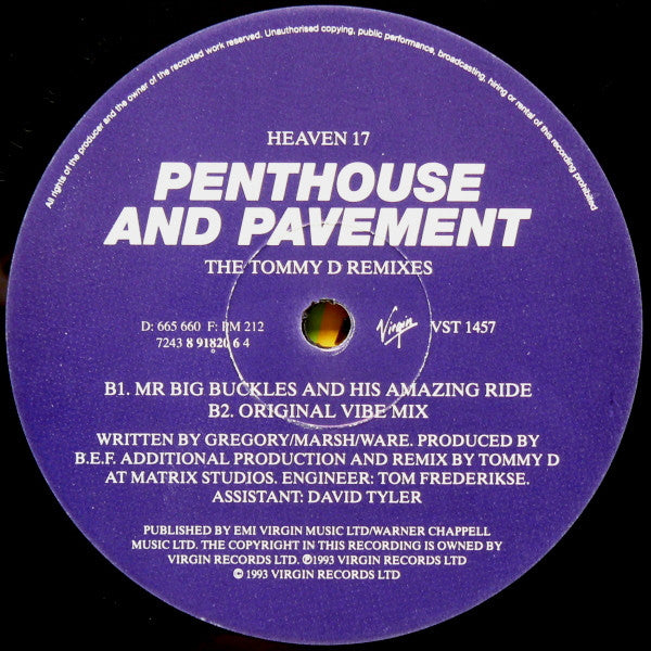 Heaven 17 : Penthouse And Pavement (The Tommy D Remixes) (12")