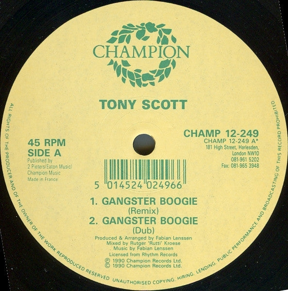 Tony Scott : Gangster Boogie (12")