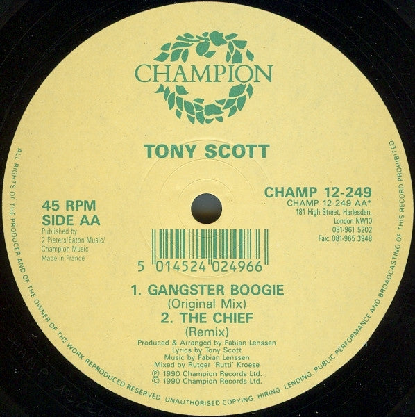 Tony Scott : Gangster Boogie (12")