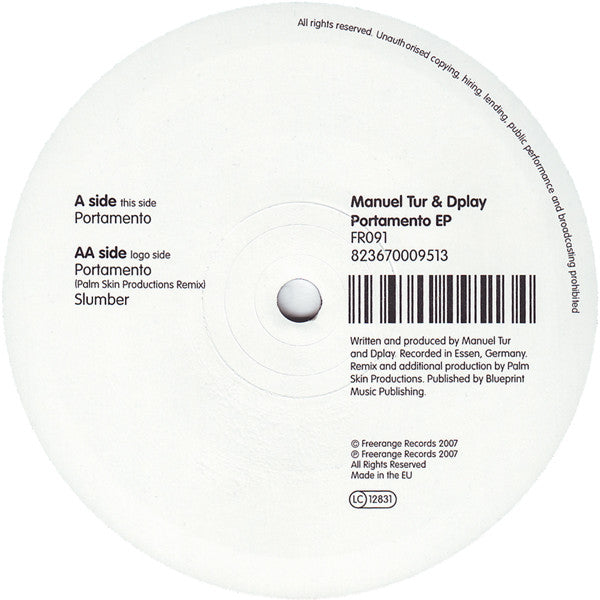 Manuel Tur & Dplay : Portamento EP (12", EP)