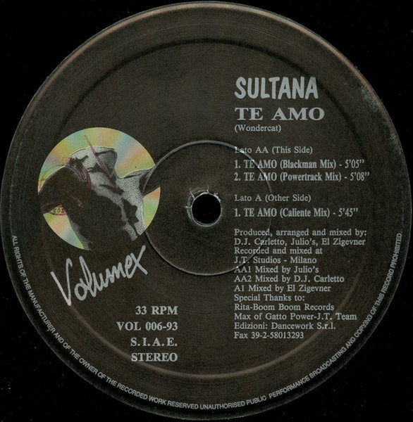 Sultana : Te Amo (12")