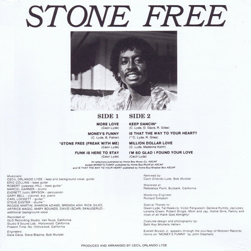 Cecil Lyde : Stone Free (LP, Album, RE, 180)