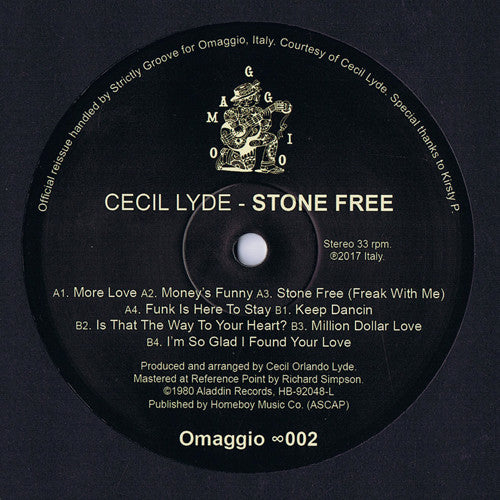 Cecil Lyde : Stone Free (LP, Album, RE, 180)