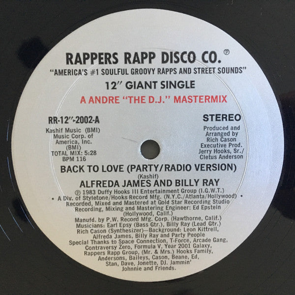 Alfreda James And Billy Ray (5) : Back To Love (12", Single)