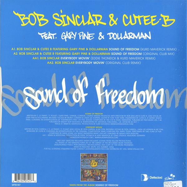 Bob Sinclar & Cutee B Feat. Gary Pine* And Dollarman : Sound Of Freedom (12")