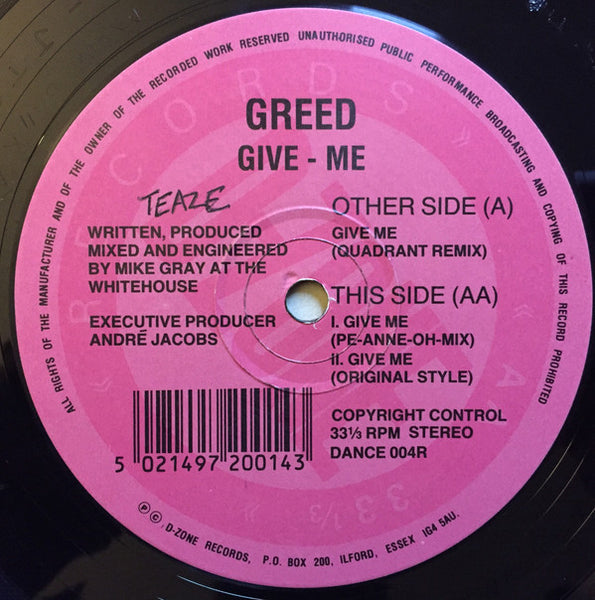 Greed : Give - Me (12")
