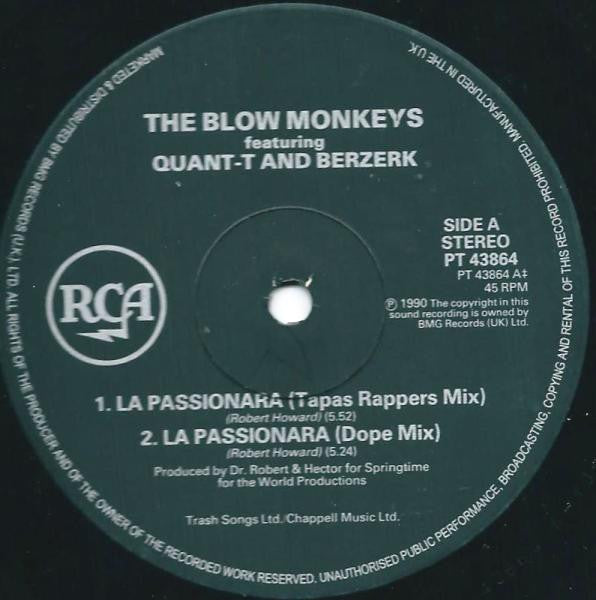 The Blow Monkeys Featuring Quan-T And Berzerk (11) : La Passionara (12", Single)