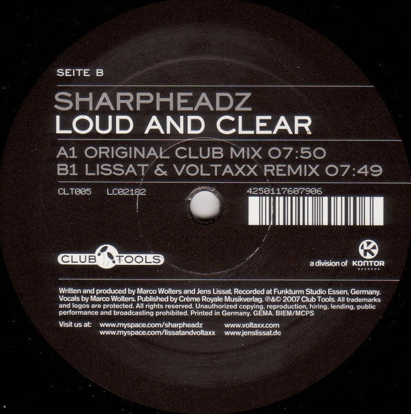 Sharpheadz : Loud And Clear (12")