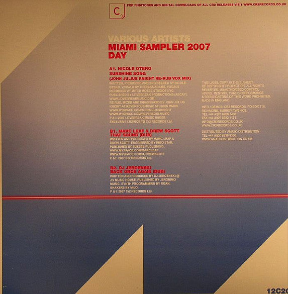 Various : Miami Sampler 2007 Day (12", Smplr)