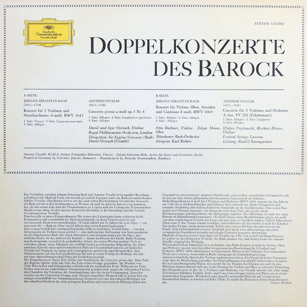 Johann Sebastian Bach / Antonio Vivaldi : Doppelkonzerte Des Barock (LP, Comp)