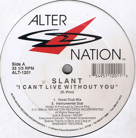 Slant (4) : I Can't Live Without You / Movin & Groovin (12")