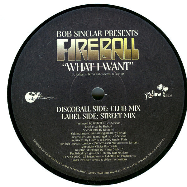 Bob Sinclar Presents Fireball (3) : What I Want (12")