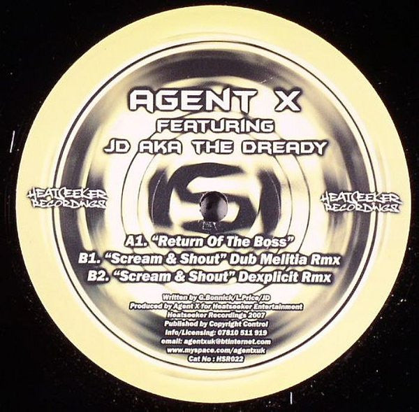 Agent X Featuring JD (3) Aka Dready (3) : Return Of The Boss (12")