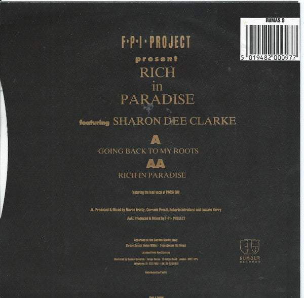 FPI Project Featuring Sharon Dee Clarke : Rich In Paradise "Going Back To My Roots" (7", Single)