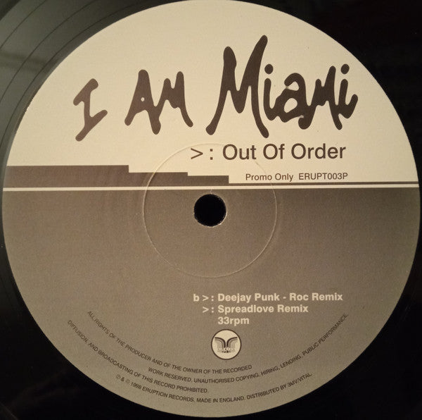 Out Of Order : I Am Miami (12", Promo)