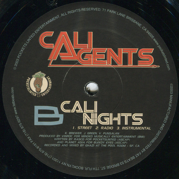 Cali Agents : Sharp / Cali Nights (12")