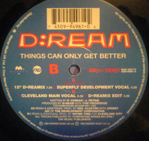 D:Ream : Things Can Only Get Better (12", 2 O)