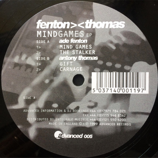 Ade Fenton >< Tony Thomas : Mindgames EP (12", EP)