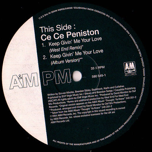 Ce Ce Peniston : Keep Givin' Me Your Love (12")