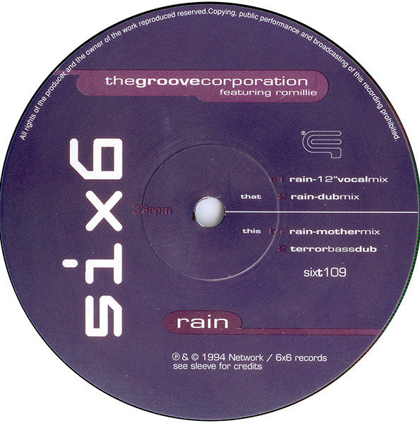 The Groove Corporation* Featuring Romillie : Rain (12")