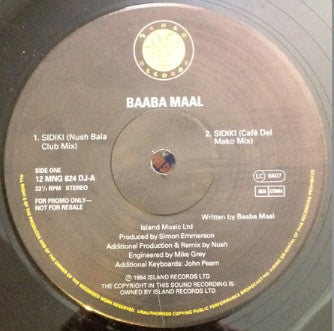 Baaba Maal : Sidiki (12", Promo)