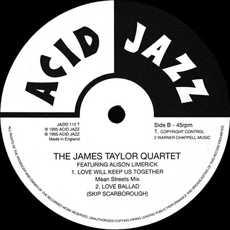 The James Taylor Quartet Featuring Alison Limerick : Love Will Keep Us Together (12", Single)