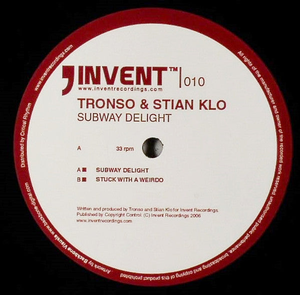 Tronso & Stian Klo : Stuck With A Weirdo / Subway Delight (12")