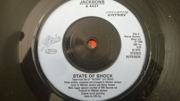 The Jacksons : State Of Shock (7", Single, Inj)