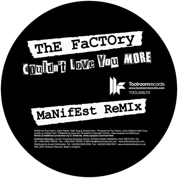 The Factory (4) : Couldn't Love U More (Manifest Remix) (12", S/Sided)