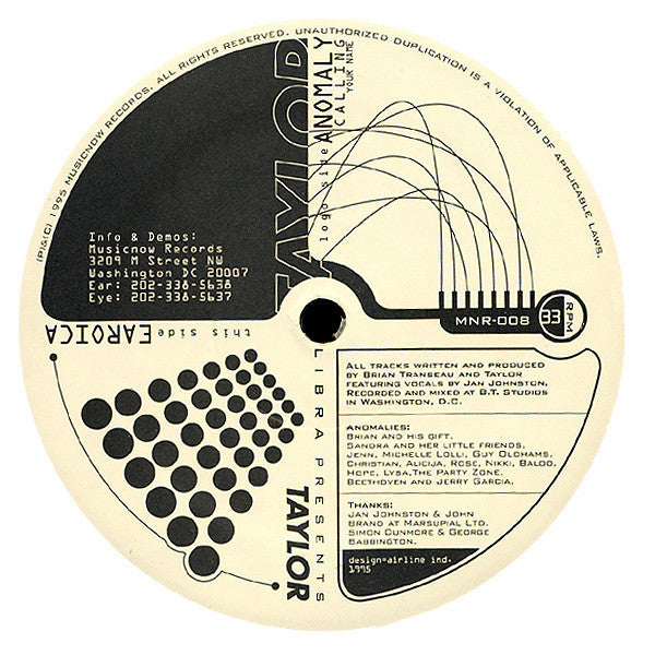 Libra Presents Taylor : Earoica / Anomaly Calling Your Name (12")