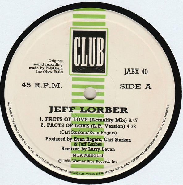 Jeff Lorber : Facts Of Love (12")