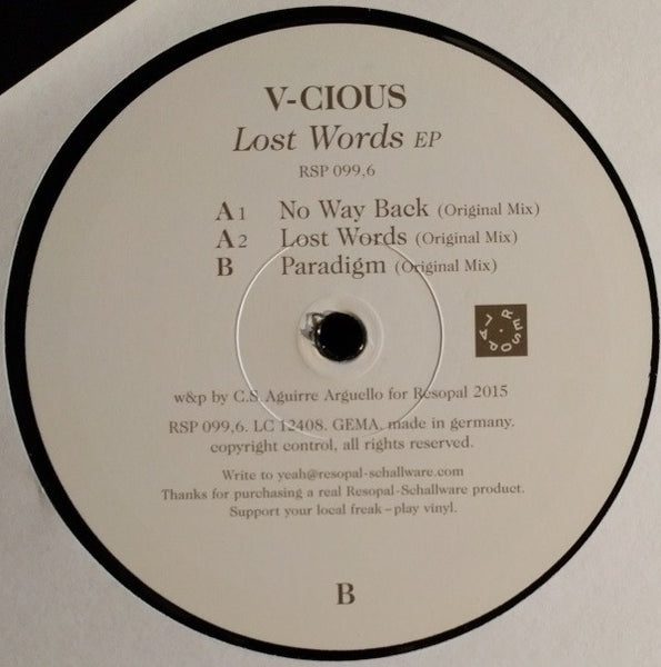 V-Cious : Lost Words EP (12", EP)