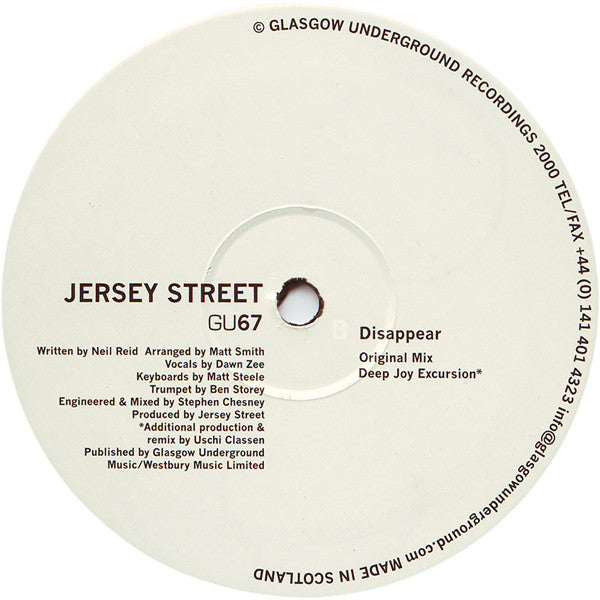 Jersey Street : Disappear (12")