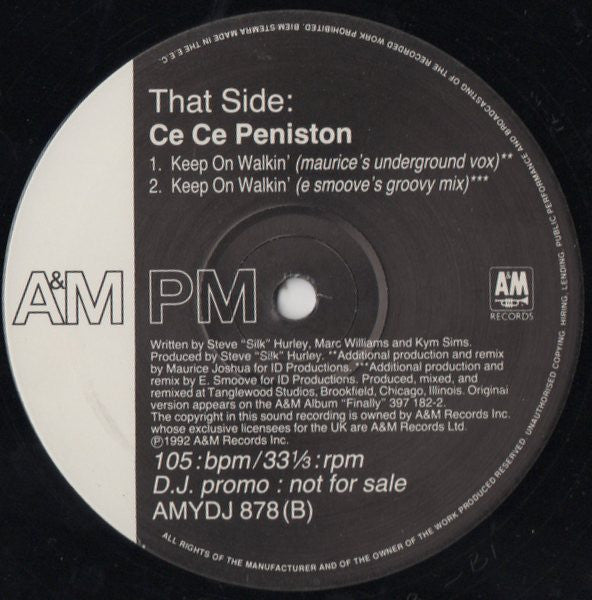 Ce Ce Peniston : Keep On Walkin' (Mixes) (12", Single, Promo)