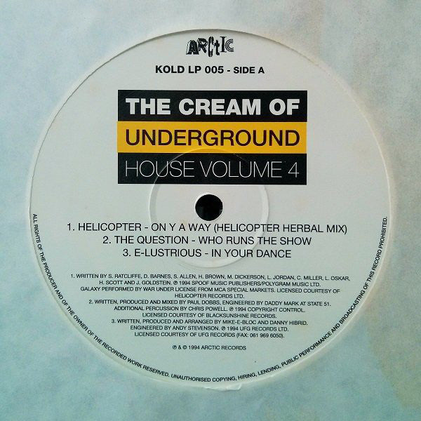 Various : The Cream Of Underground House Volume 4 (2xLP, Comp)