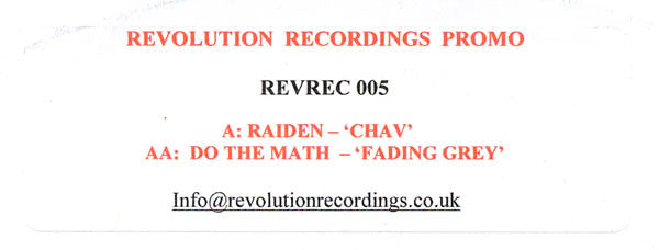 Raiden / Do The Math : Chav / Fading Grey (12", Promo, W/Lbl)