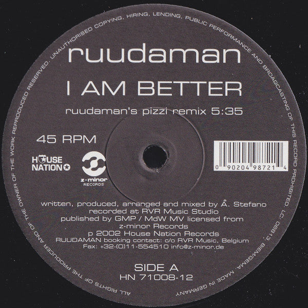 Ruudaman : I Am Better (12")