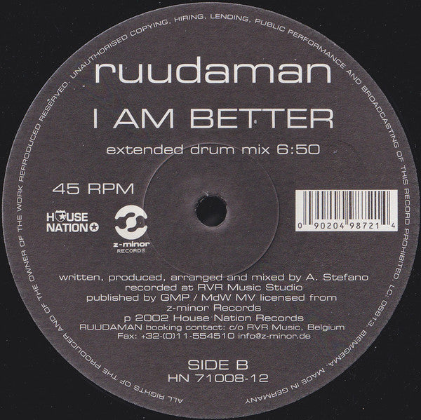 Ruudaman : I Am Better (12")