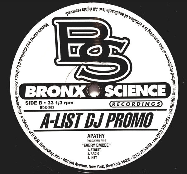Apathy : Ain't Nuthin Nice / Every Emcee (12", Promo)