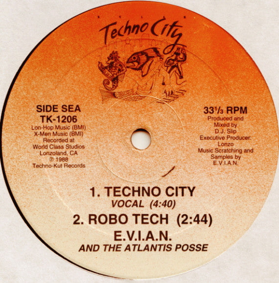 E.V.I.A.N. And The Atlantis Posse : Techno City (12", RP)