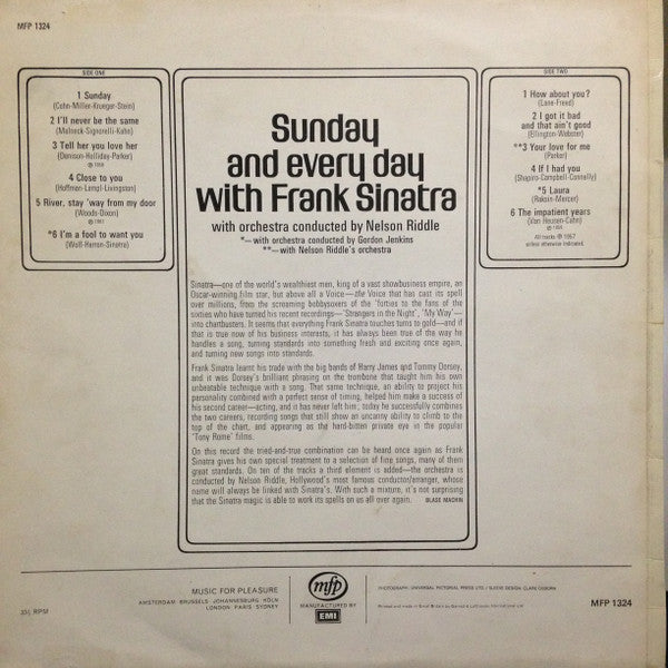 Frank Sinatra : Sunday And Everyday With Frank Sinatra (LP, Comp)