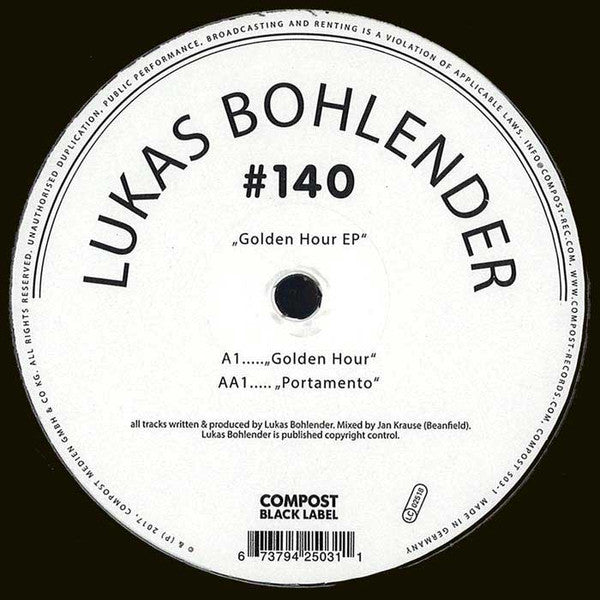 Lukas Bohlender : Golden Hour Ep (12", EP)