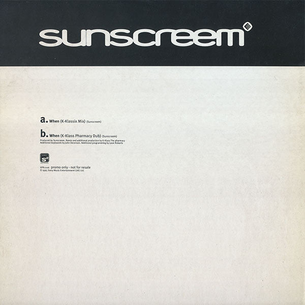 Sunscreem : The K-Klass Mixes (When) (12", Promo)