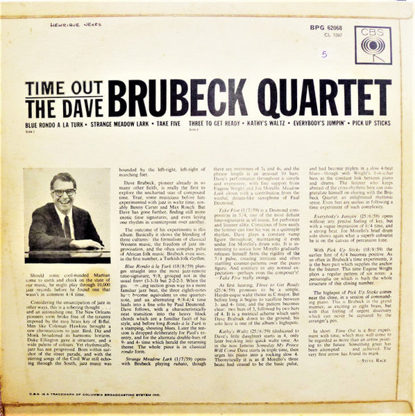 The Dave Brubeck Quartet : Time Out (LP, Album, Mono)