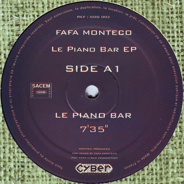 Fafa Monteco : Le Piano Bar EP (12", EP)