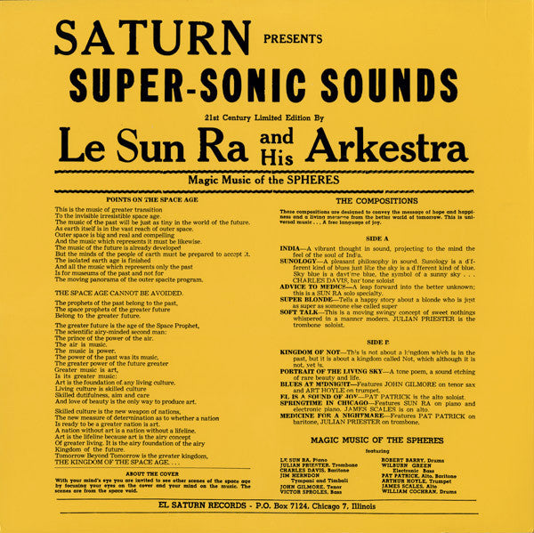 The Sun Ra Arkestra : Super-Sonic Jazz (LP, Album, Ltd, RE)