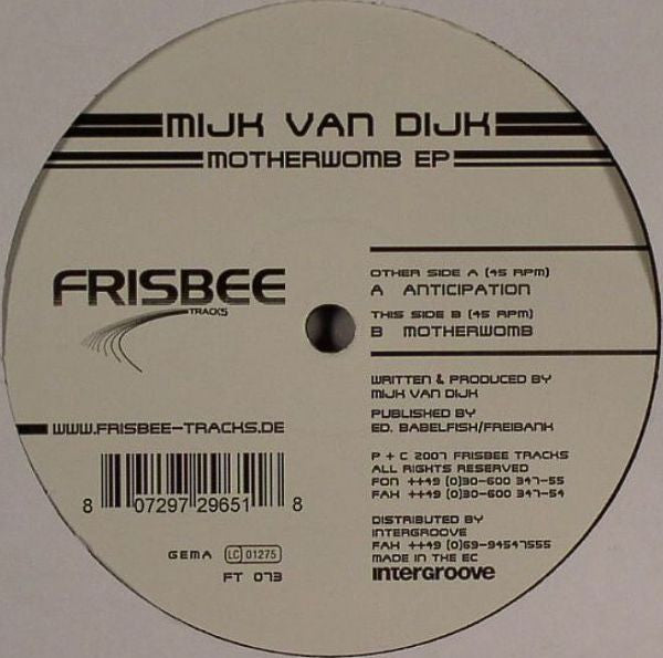 Mijk Van Dijk : Motherwomb EP (12", EP)