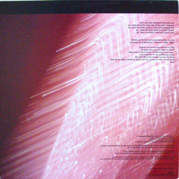 Mijk Van Dijk Presents Microglobe : High On Hope (12", Ltd, Cle)