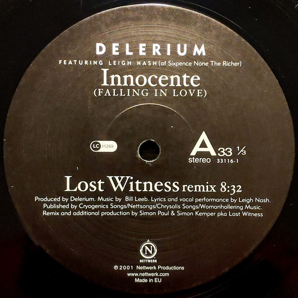 Delerium Featuring Leigh Nash : Innocente (Falling In Love) (Remixes By Lost Witness • Deep Dish) (12", Single)