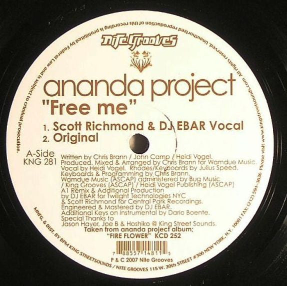 The Ananda Project : Free Me / Space And Time (12")